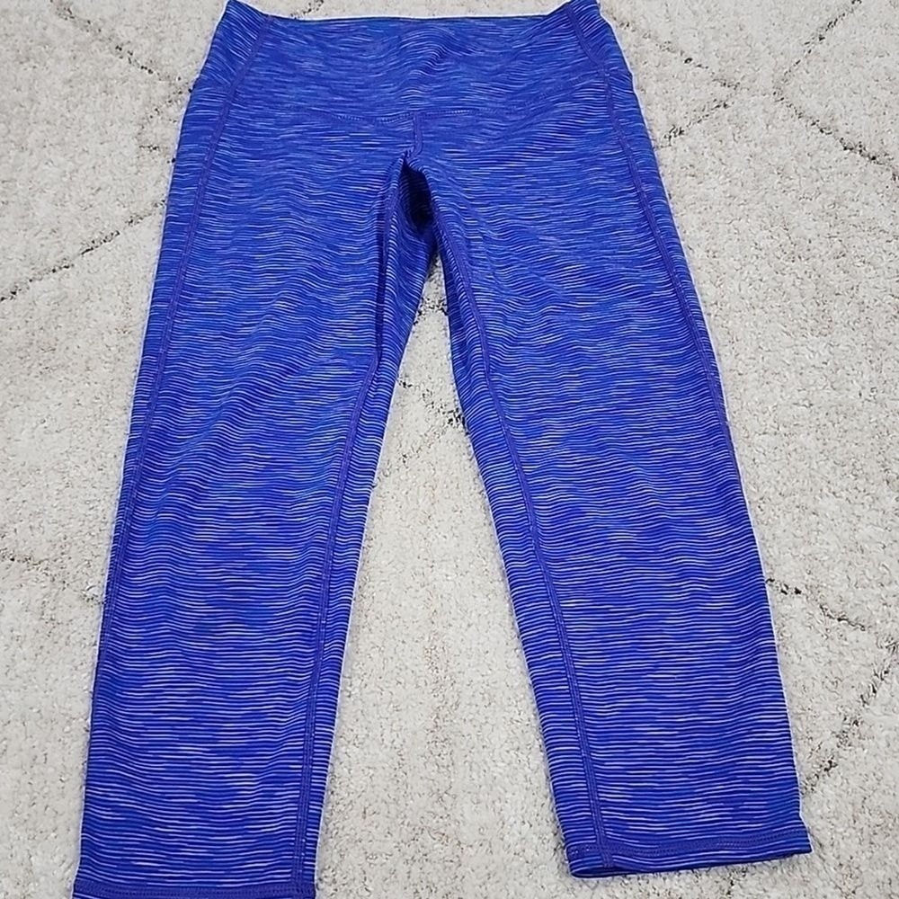 Athleta Capri Leggings Womens XS Blue Space Dye Activewear Yoga supplex Lycra